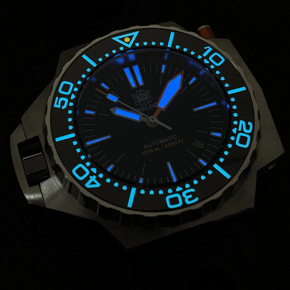 LOve Peace STEELDIVE SD1983 Dive Men Watch 100Bar Impermeabile NH35 Orologi da polso meccanici automatici di lusso (black