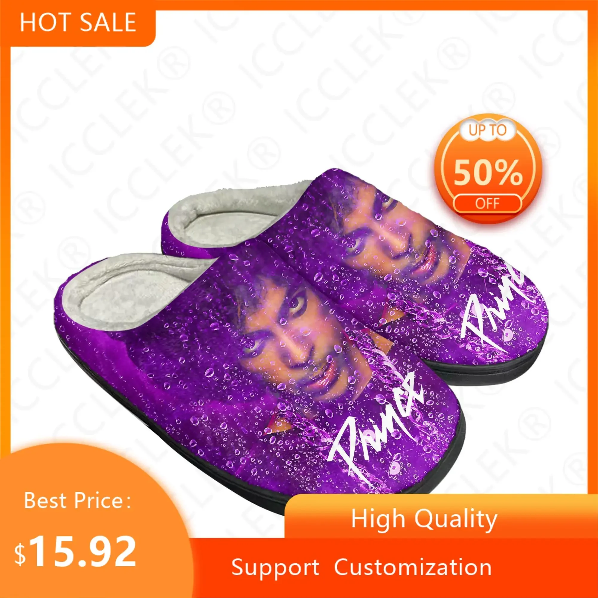 Prince Rogers Nelson Singer Home Cotton Custom Slippers Mens Womens Sandals Plush Casual Keep Warm Shoes Couple Thermal Slipper