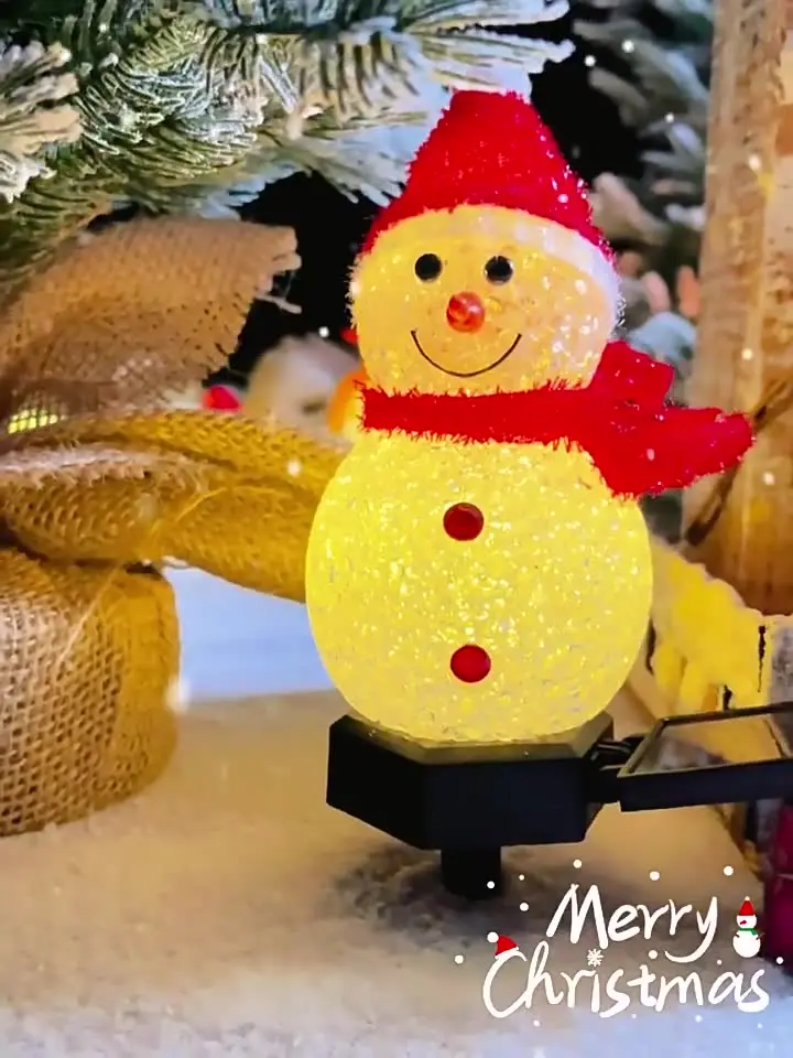 2x Solar Schneemann Lichter Bodenstecker - Weihnachtsdeko Für Garten & Hof