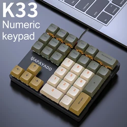 APAYADO Compact RGB Mechanical Numeric Keypad with PBT Keycaps - Red Switch (K33 glimmer)