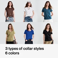 TOYOUTH T-shirts Femme en Coton Liquide Ammoniaque Effet Soie, Nouvelle Collection Printemps 2026, Hauts Décontractés Multicolores Anti-Plis de Luxe 3