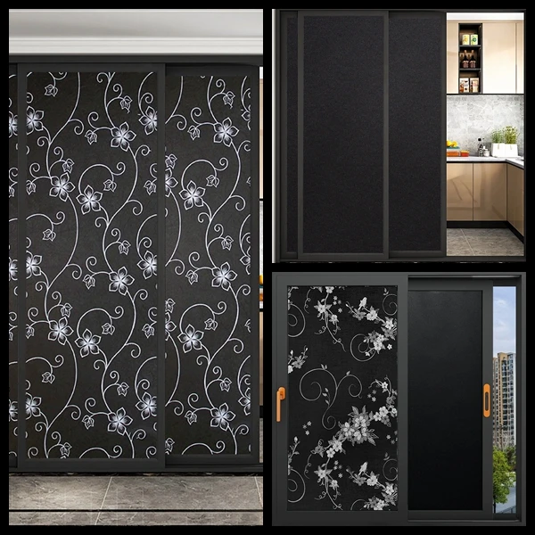 Black Frosted Glass Film Window Self Adhesive Decorative Stickers Static Cling Anti-UV Sunblocking Heat Insulation Privacy Film