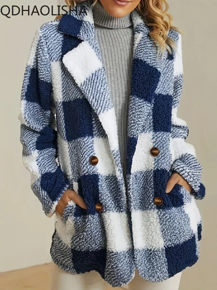 

Women's Jacket Mid Length Suit Collar Loose Casual Elegant Women Coat Vintage Warm Winter Clothing 2023 New in Outerwears Tops