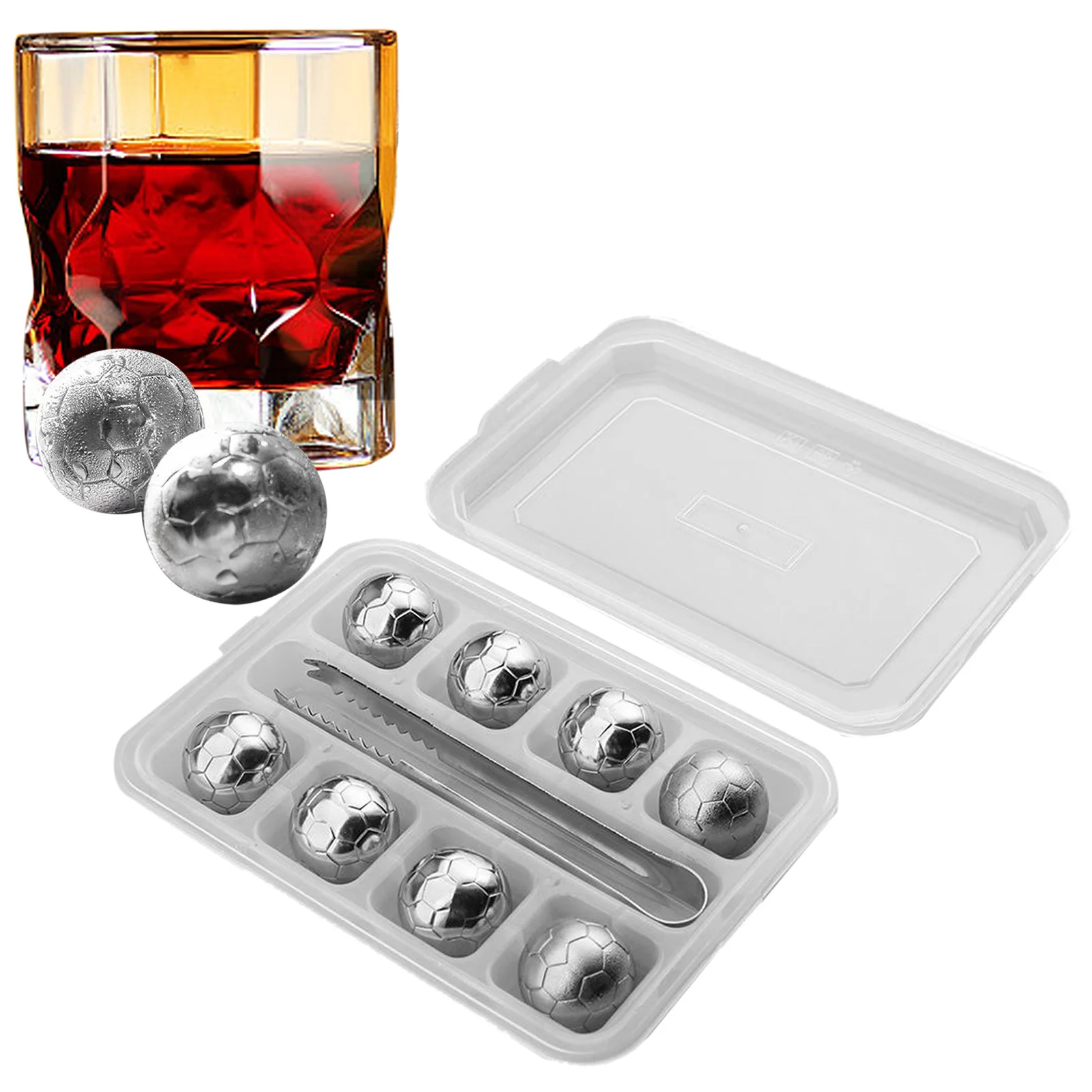 4/6/8PCS Whiskey Stones Reusable Stainless Steel Ice Cubes Box Cooling
