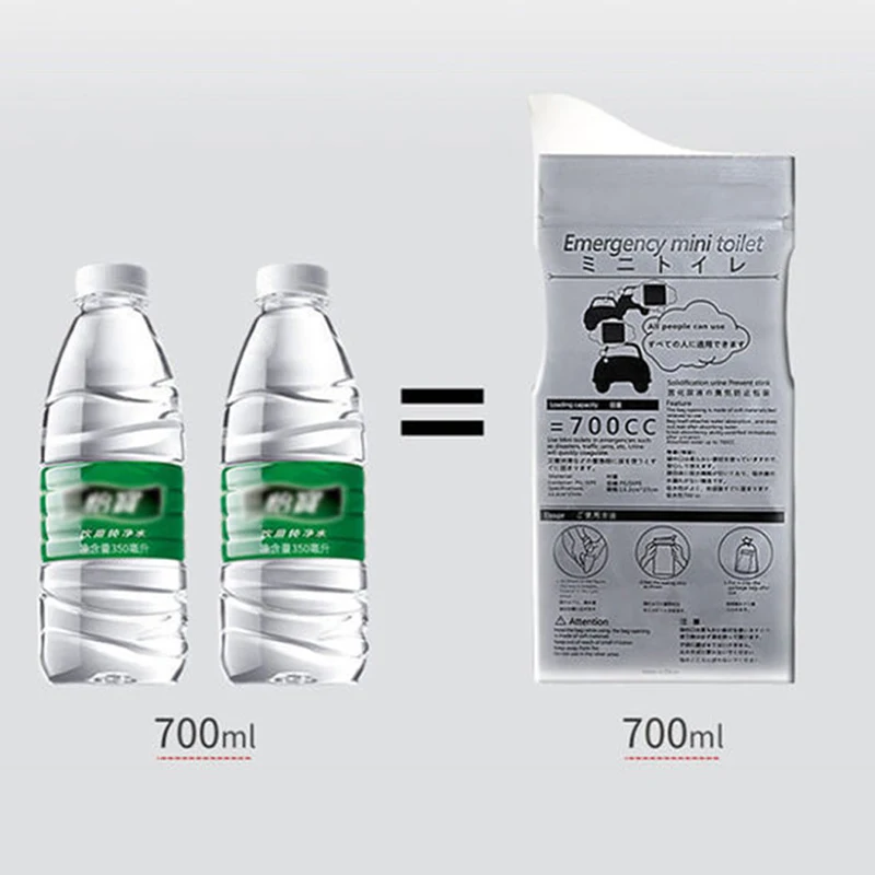 SEAMETAL 남녀공용 차량용 비상 소변 가방, 간편한 소변 가방, 여행용 미니 모바일 변기, 구토 가방, 700ml, 4 개