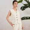 K3106W High quality luxury women's clothing, spring and summer cotton sleeveless jeans vest 2