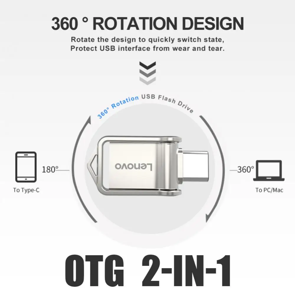 Lenovo USB Flash Drive 2TB OTG Metal USB 3.0 PenDrive Key 1TB 512GB tipo C Pendrive ad alta velocità Mini Flash Drive Memory Stick