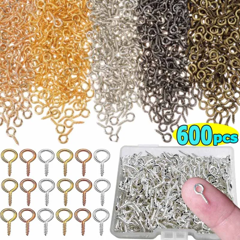 

600/300pcs Small Tiny Mini Eye Pin Eyepins Hooks Eyelets Screw Threaded Gold Silver Clasps Hooks Jewelry Findings for Making DIY