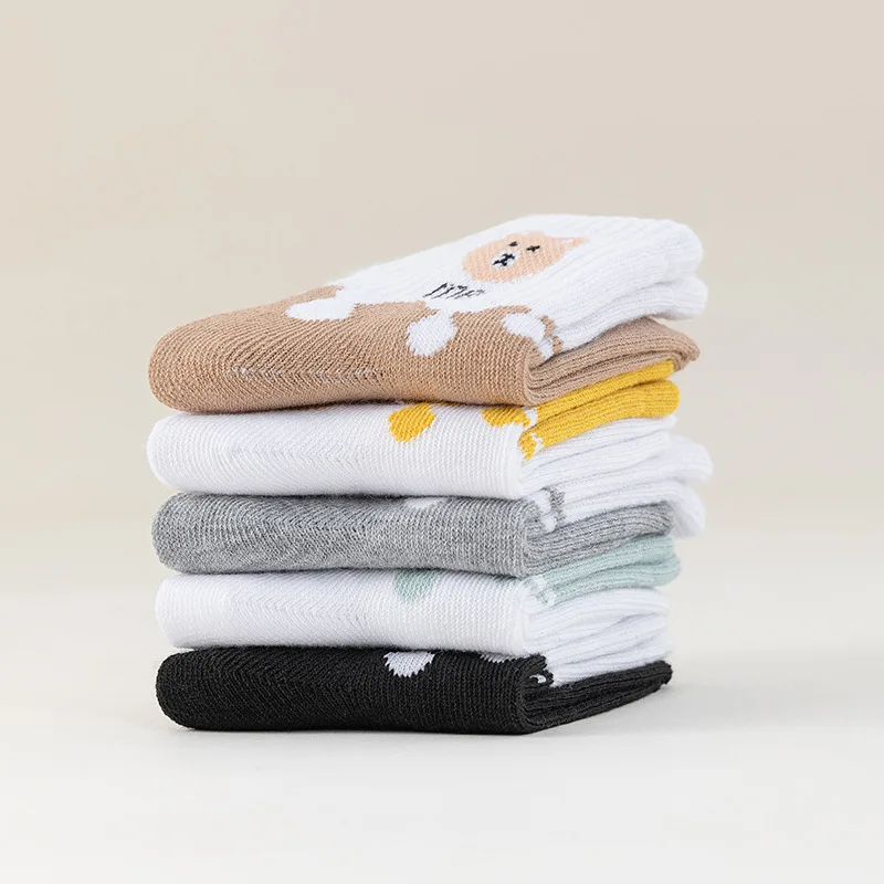 5Pairs/set Baby Socks Low Cut Stretch Ankle Sock Cute Bear Infant Socks for Newborn Toddler Boys Girls Baby Sock 1-5Y