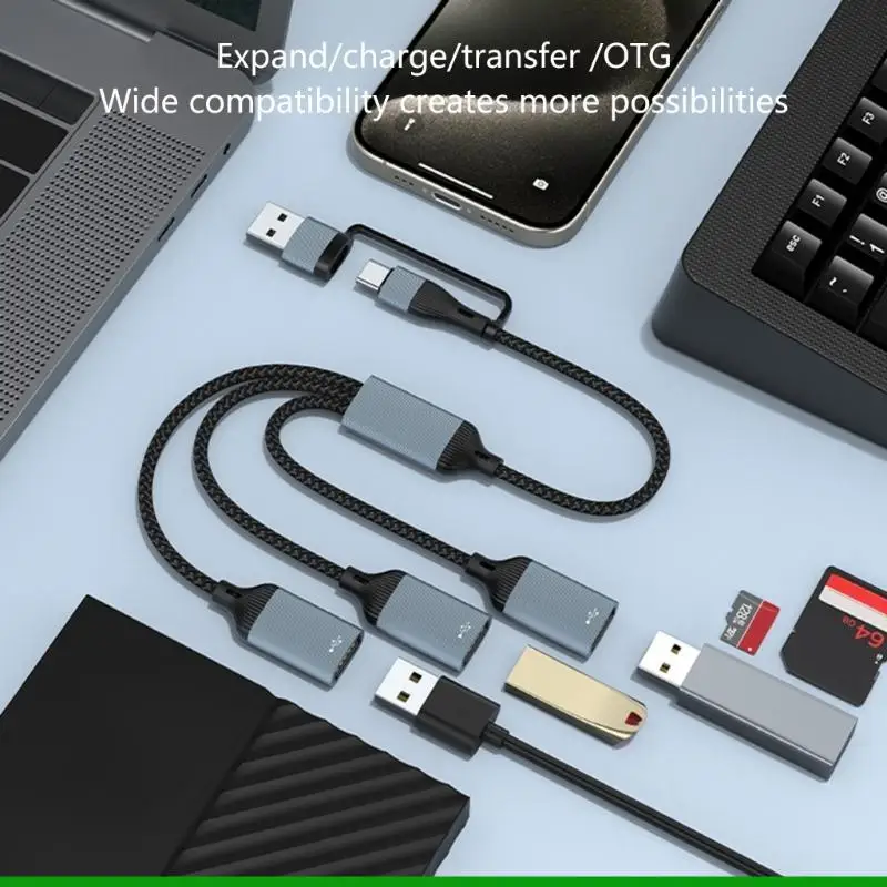 U55C USB 유형 C 3 USB 2.0 어댑터 USB 어댑터 OTG 케이블 커넥터 유형 C 남성 USB 여성 OTG 케이블 노트북 컴퓨터