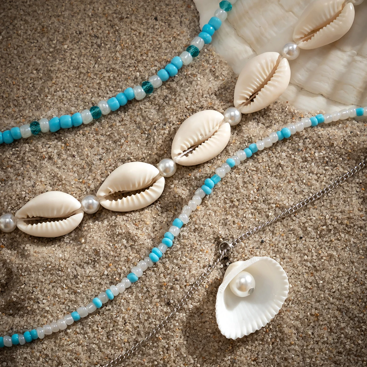 Bohemian Shell Multi-layered Necklace For Summer Beach Style_voghion.com