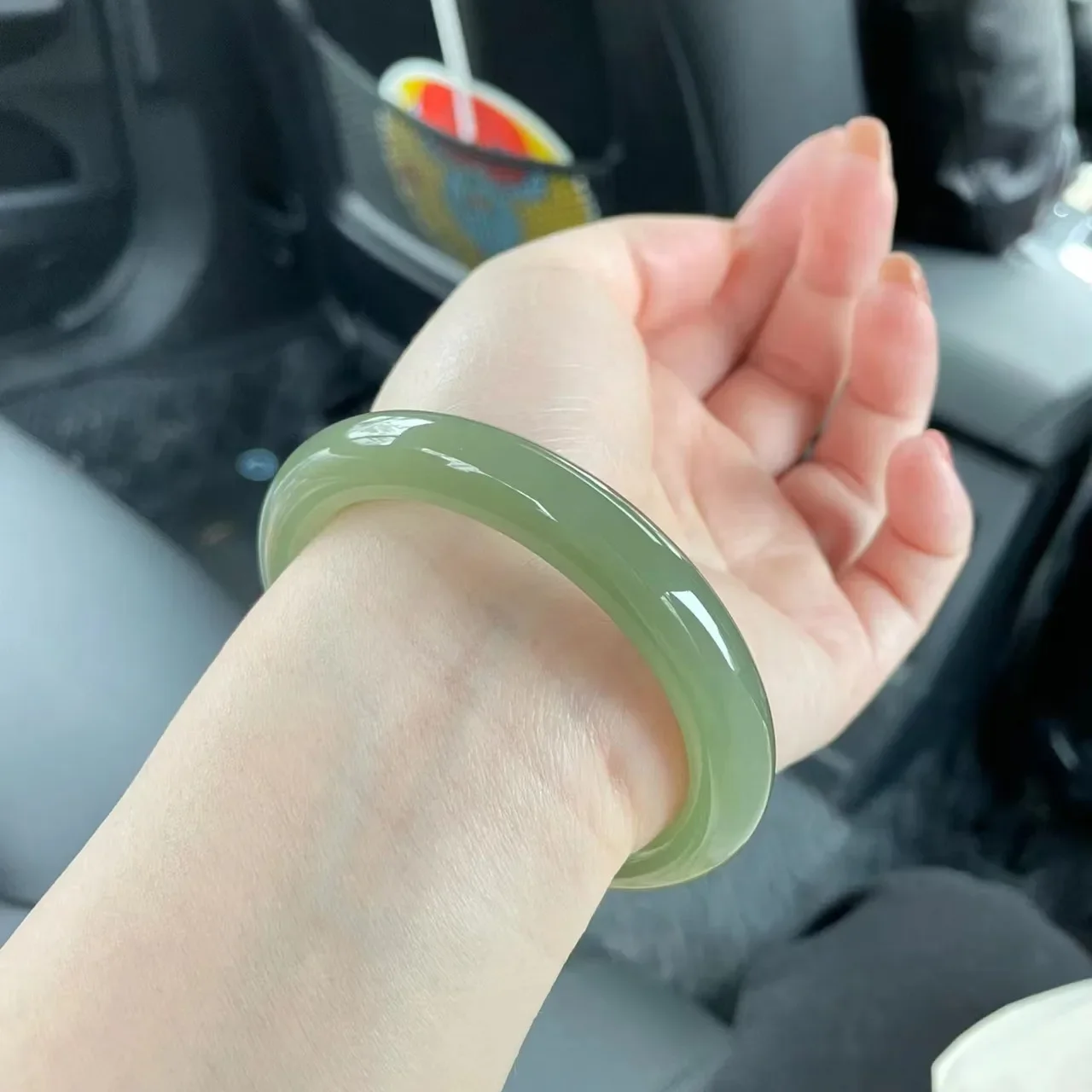 

Винтажный зеленый нефритовый браслет Hotan, афганистанский натуральный прозрачный материал для воды, круглый цвет, изысканный оригинальный подарок для матери