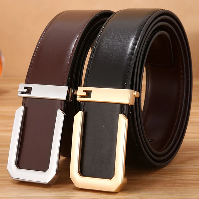 1pc Men's Fashionable New Business Wedding Automatic Buckle Pu