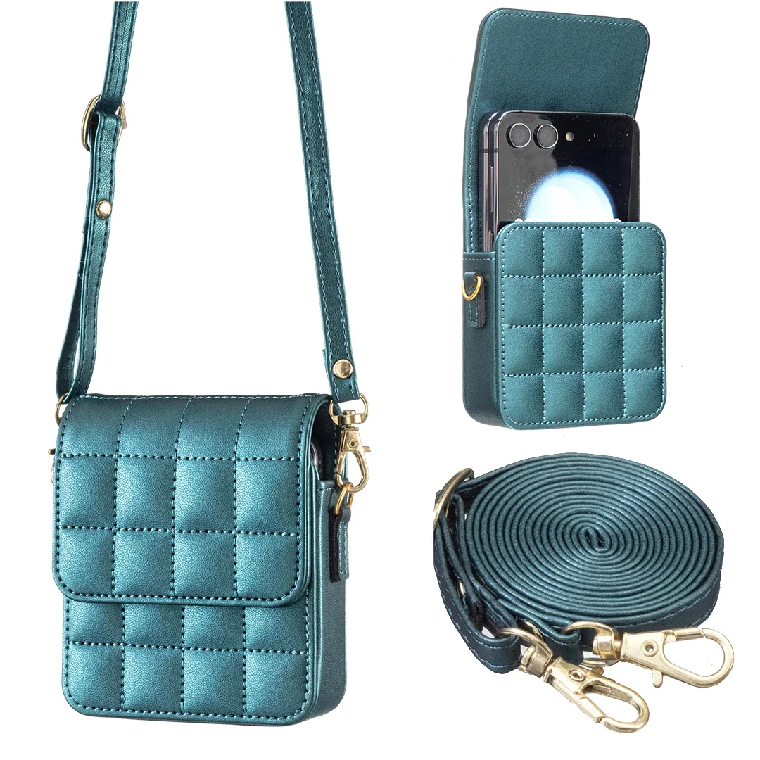 Women's Fashion Zipper Wallet Case - PU Leather Plaid with Strap and Card Holder