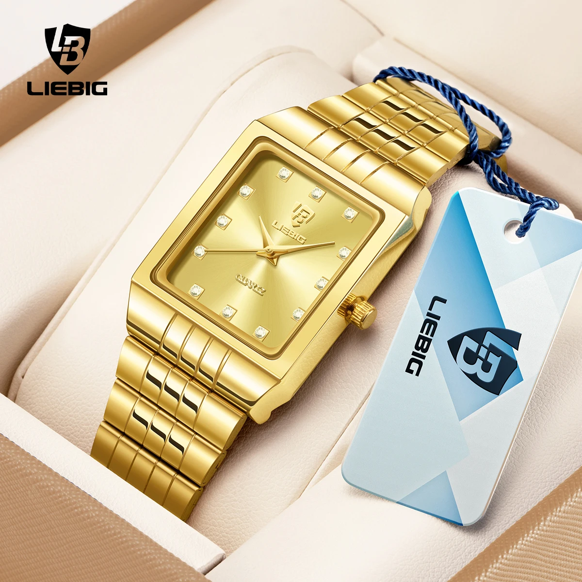 

LIEBIG Gold Stainless Steel Watches Men Luxury Clock Ladies Fluorescent Wristwatch reloj mujer Relogio Feminino Female Bracele