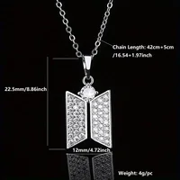 Fashion Necklace with Crystal-tone Zircon Alloy Pendant Gift for Fans - Image 2