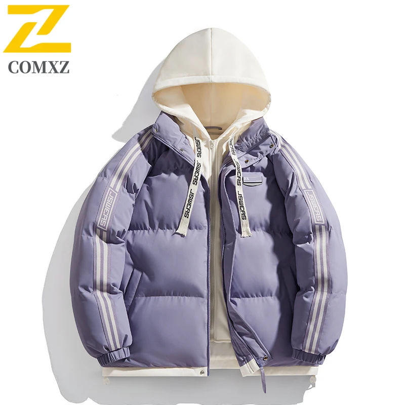 COMXZ 2025 New Men's Hooded 2-in-1 Jacket Autumn Winter Windproof Waterproof Thickened Warm Cotton Outerwear for Daily Outdoor​