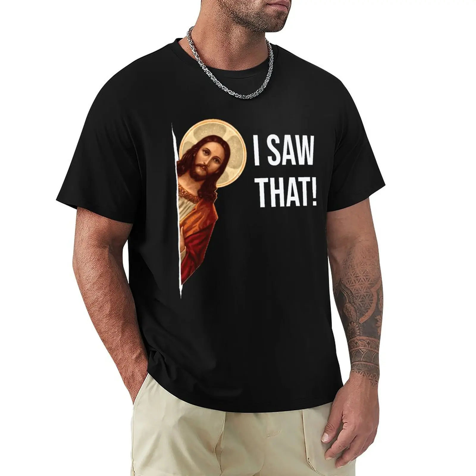 

fashion mens t-shirt Jesus Meme I Saw That T-Shirt summer top black t shirts t shirts for men graphic brand cotton t shirts