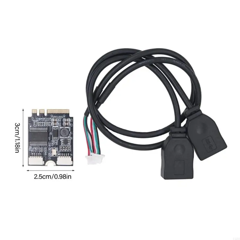 D5BB M.2 A+E Key to Double USB 2.0 Cable Notebook External Separate Cable Converter Card for Educational Use