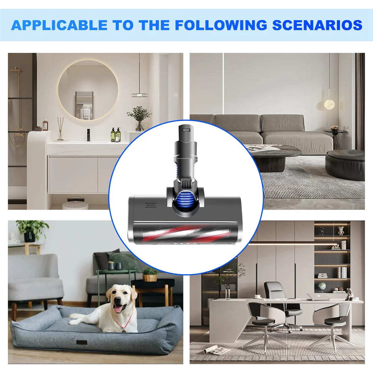 

Electric Turbo Roller Brush for Dyson V6 DC58 DC59 DC61 DC62 Quick Release Brush with LED Light for Carpets Hard Floors