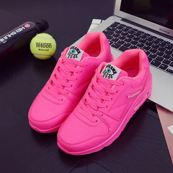 Women Fashion Sneakers Air Cushion Sports Shoes Pu Leather Blue Shoes White Pink Outdoor Walking Jogging Shoes Female Trainers 1