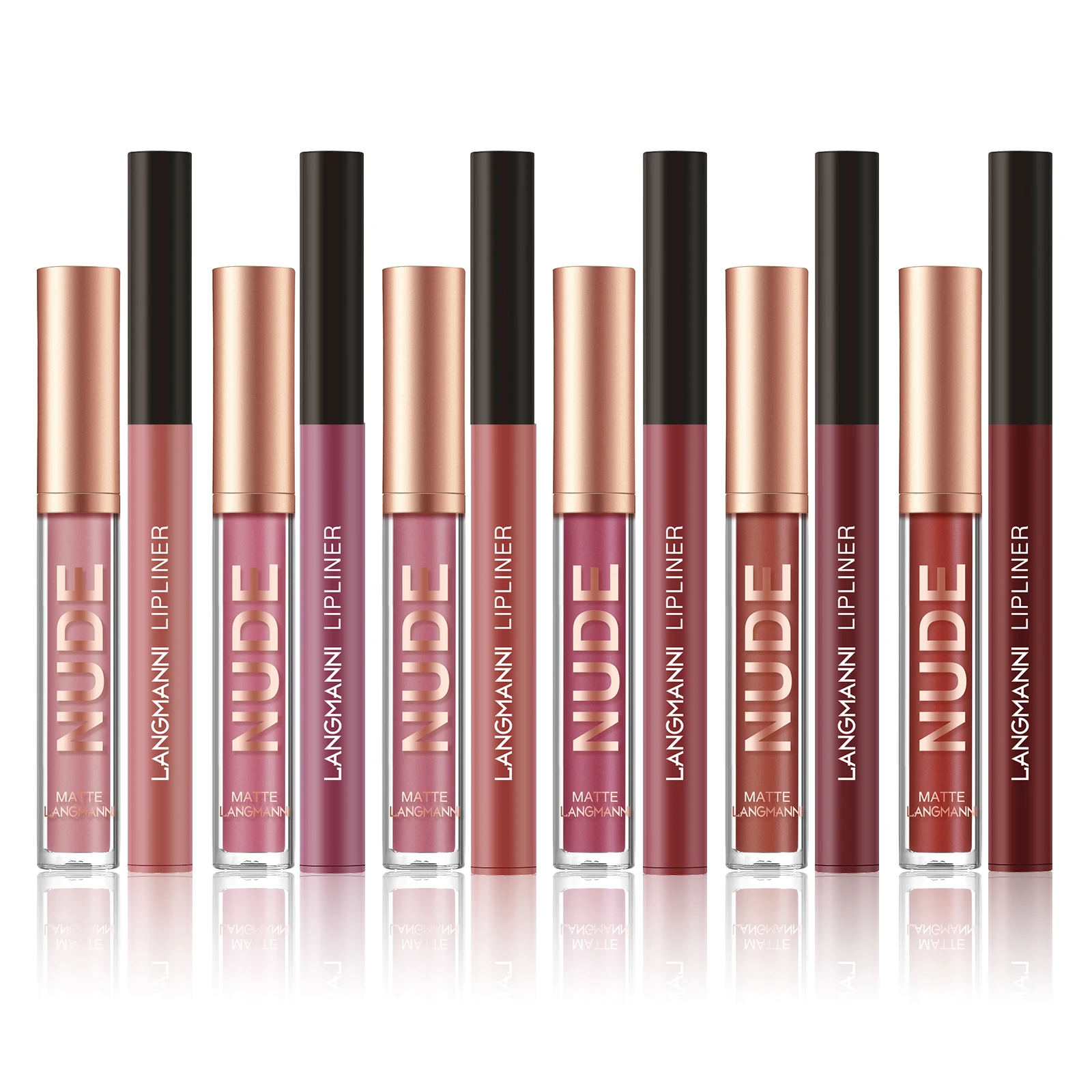 2 Piece Lip Gloss Lip Liner Set Matte Finish Non stick Cup Long Lasting Color Liner Combo Defined Lips
