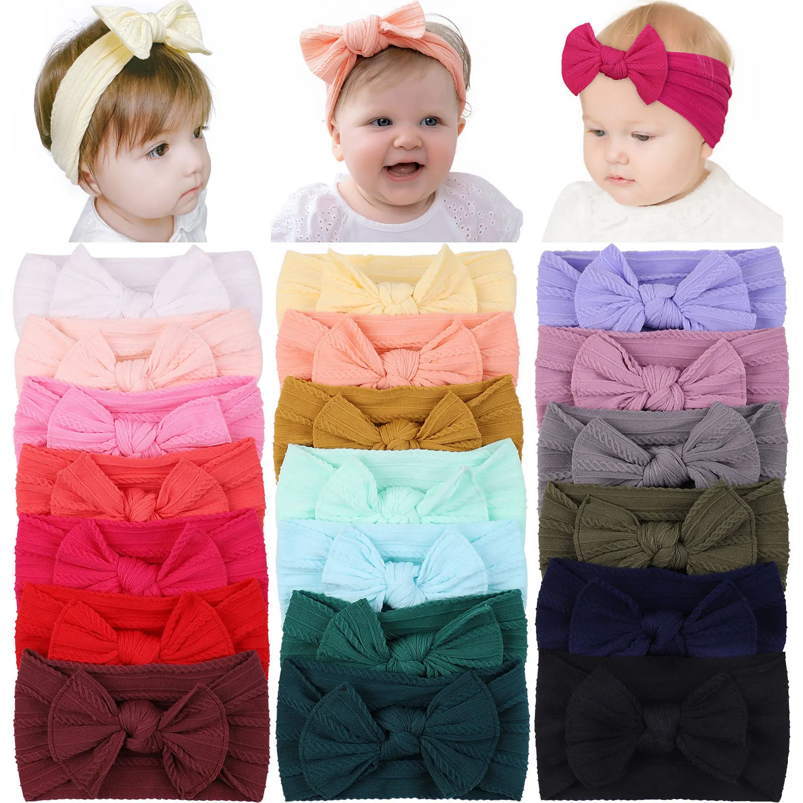 

1pcs Baby Girl Headband Infant Hair Accessories Bows Newborn Headwear Elastic Children Gift Soft Knit Boutique Bowknot Headwrap