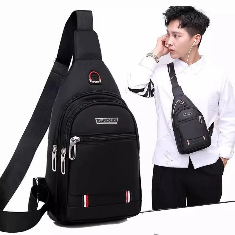 New waterproof wear-resistant men's Oxford cloth small chest shoulder messenger backpack trendy canvas nylon