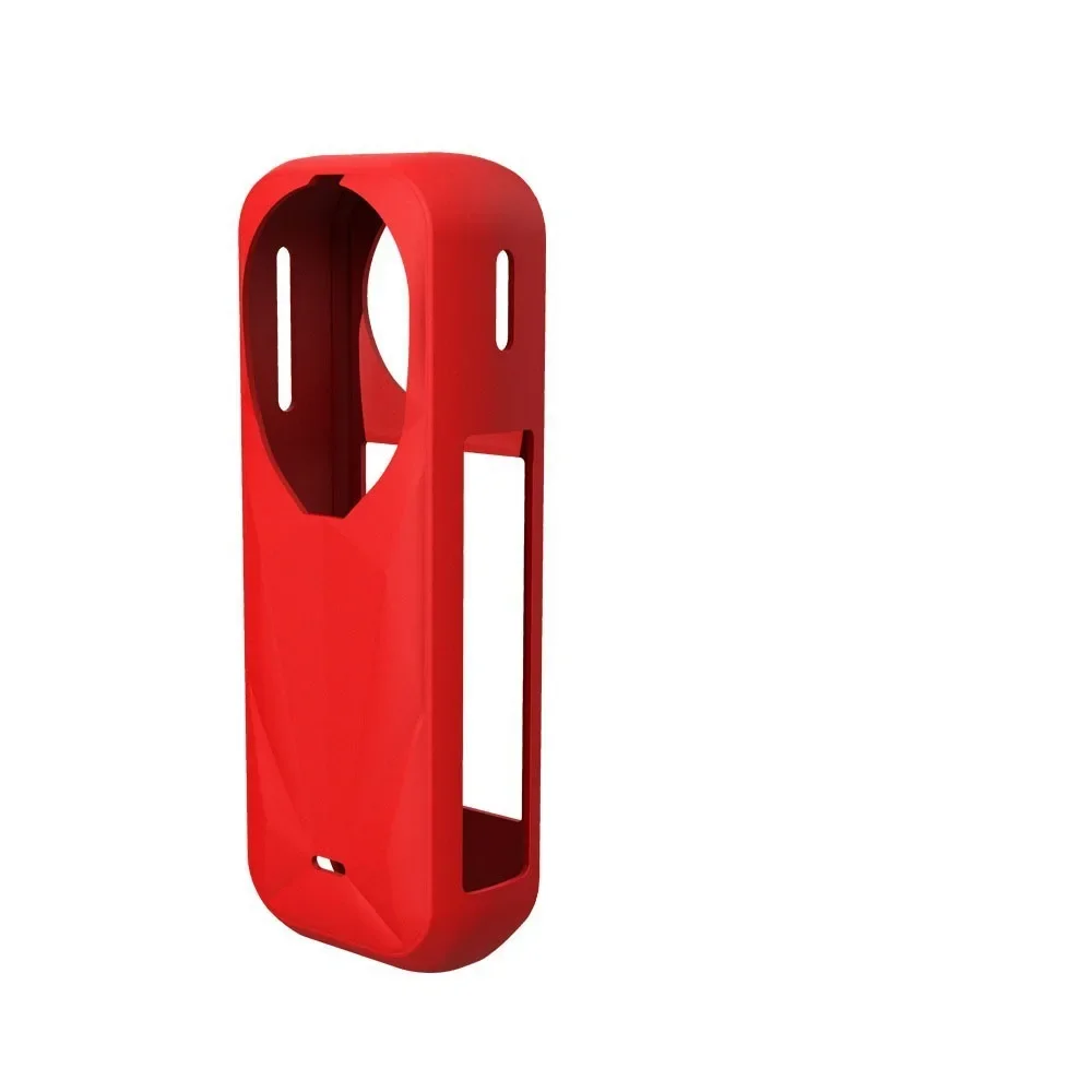 Détail du bord de la coque de protection en silicone pour Insta360X5, illustrant l'épaisseur du matériau amortissant les chocs.