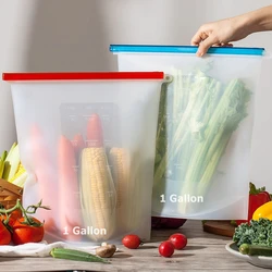 Reusable Extra - Large Silicone Food Storage and Freezer Bag - Perfect for Marinating and Picnics (Clear - Red)