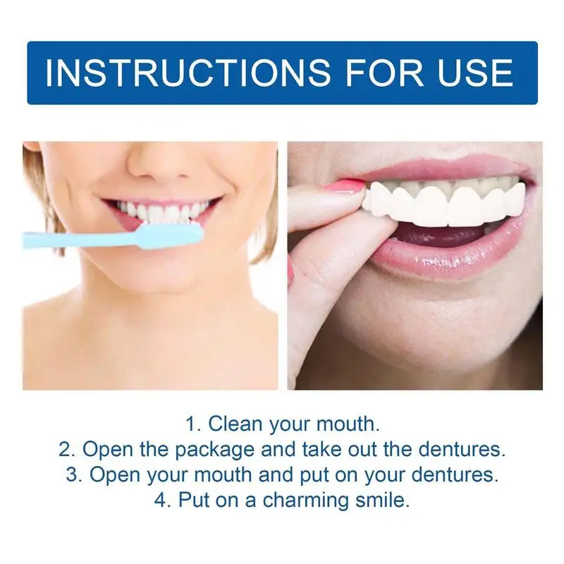 1 Pair Resin Teeth Veneers Repair Kit To Cover Imperfect Teeth Adjustable Snap On Dentures For Temporary Teeth Confident Smile