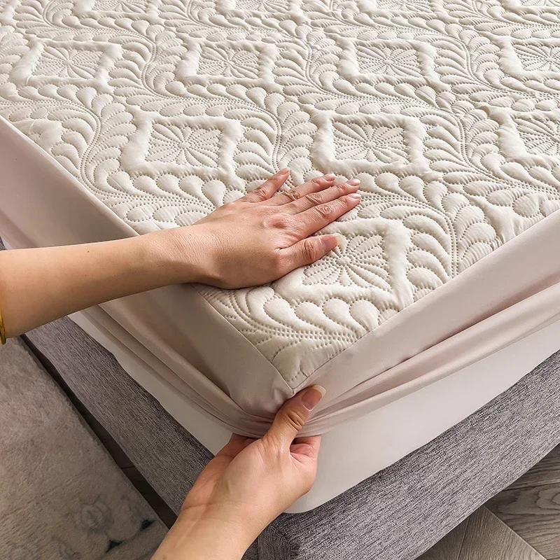Waterproof Thicken Mattress Pad Protector Breathable Durable Fitted Sheet Bed Cover Quilted Embossed 150x200 180x200 200x220