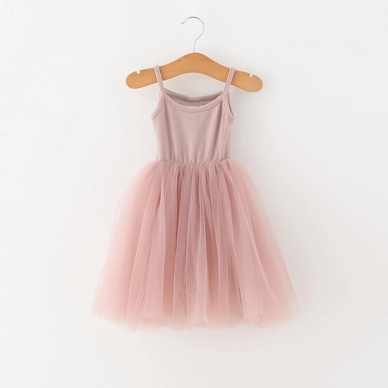 Little Girl Wedding Party Dress Summer Costumes for Girls Baby Kids Princess Tulle Tutu Vestido Children Pink Sling Clothes