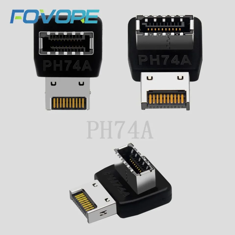 YiKaiEn USB 3.1 Type-E 90度アダプター PCマザーボードメインボード用 (モデルA) : CERRXIAN 90度 USB Type Eアダプター 下向きUSB