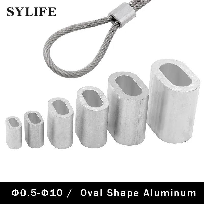 

100pcs 0.5 to 10 Many Size Steel Wire Cable Rope Fixing clip Ellipse shape Aluminum Ferrules Crimping Loop Fittings Oval Clamps