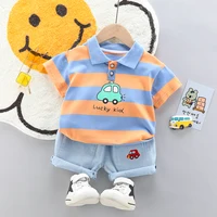 Polo + beau short en Denim pour bébés garçons et filles, ensemble 2 pièces de haute qualité, vêtements d'été pour enfants et filles 1