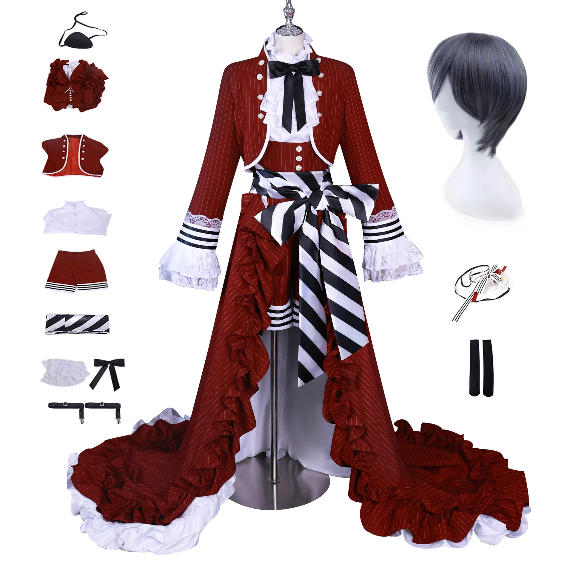 

Anime Black Ciel Butler Ciel Phantomhive Cosplay Costume Game Red Tea Cup Party Ciel Uniform Hallowen Play Role for Women Men