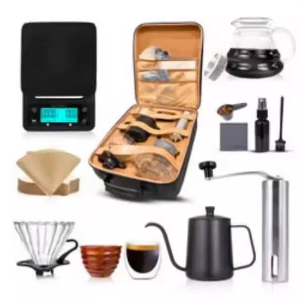 Storage Travel Hand Brewing Coffee Pot Set Hand Grinding Coffee Pot Full Set of Utensils Filter Cup Hand Brewing Pot Combination 2