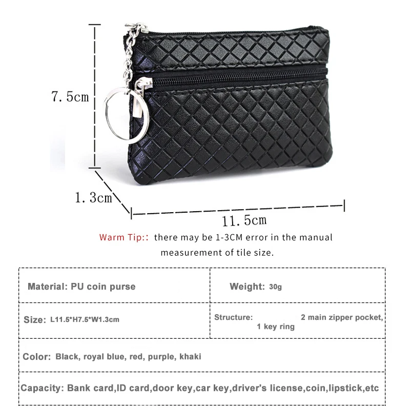 Women Kids Mini Wallet Lady Double Zipper Coin Purse Portable