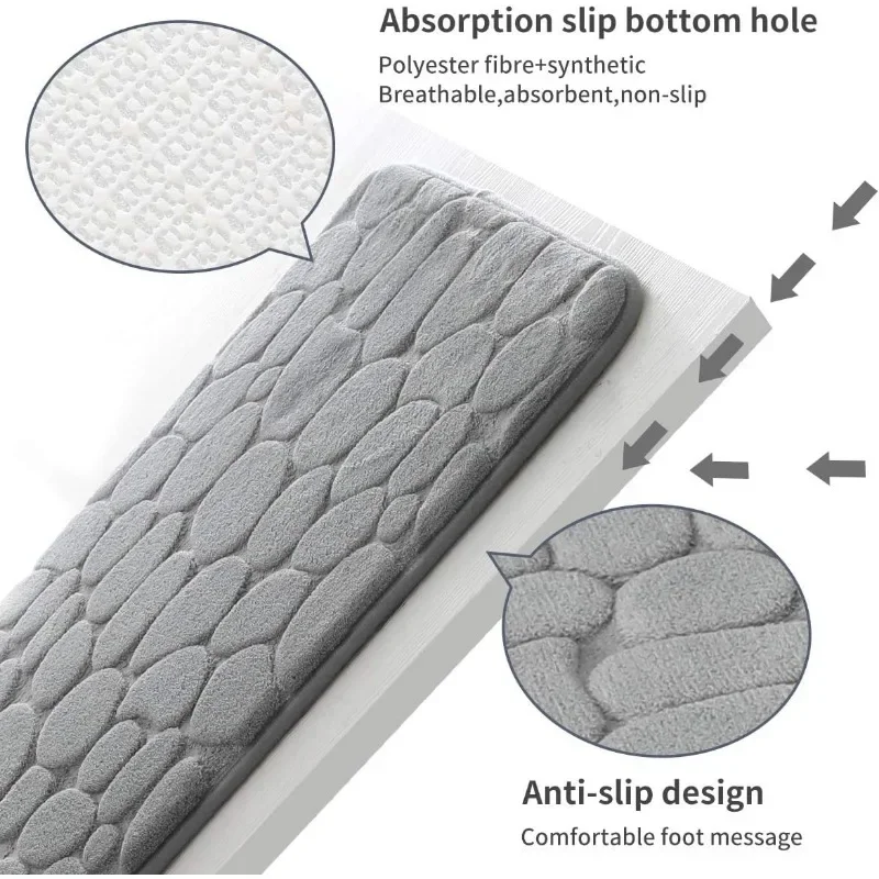 Bathroom Mat Non-slip Cobblestone Embossed Memory Foam Carpet for Wash Basin Bathtub Side Floor Shower Room Doormat