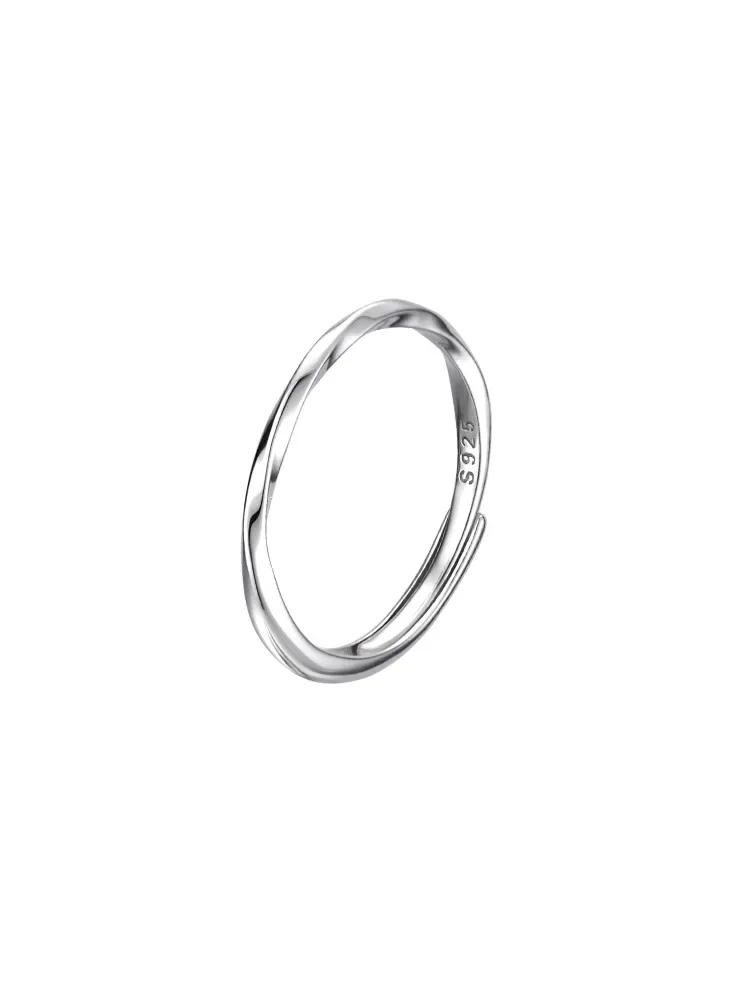 Silver Rings Silver Ring 925 Sterling Silver Geometric Bending Adjustable Open Ring For Women Party Birthday Gift