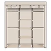 69" Portable Clothes Closet Non-Woven Fabric Wardrobe Double Rod Storage Organizer Beige 1