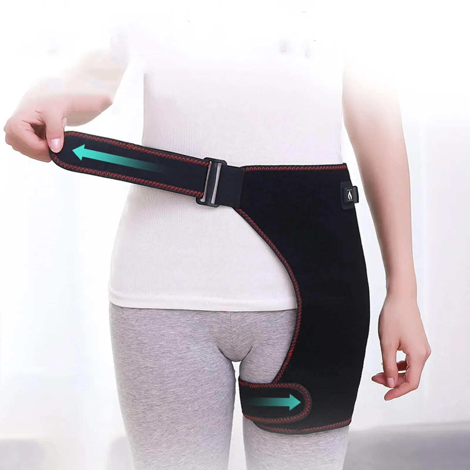 Heating Hip Brace,Heating Hip Wrap Brace 3 Vibration Modes Adjustable Pain Relief Thigh Hot Compress Brace 5V Thigh Heating Pad eletric heating wrist brace bone joint support vibration massager protector hot compress joint pain relief wristband belt