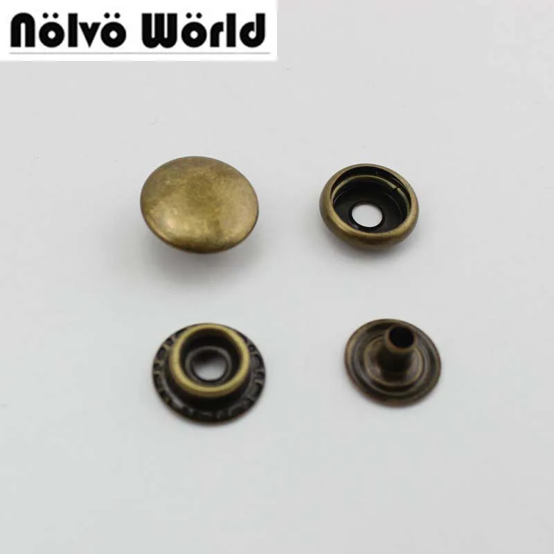 50Set 100% Rame Bottone Cappotto In Ottone Massiccio Di Alta Qualità Bottone Automatico In Metallo Senza Bottoni Automatici Bottoni Automatici Bottoni