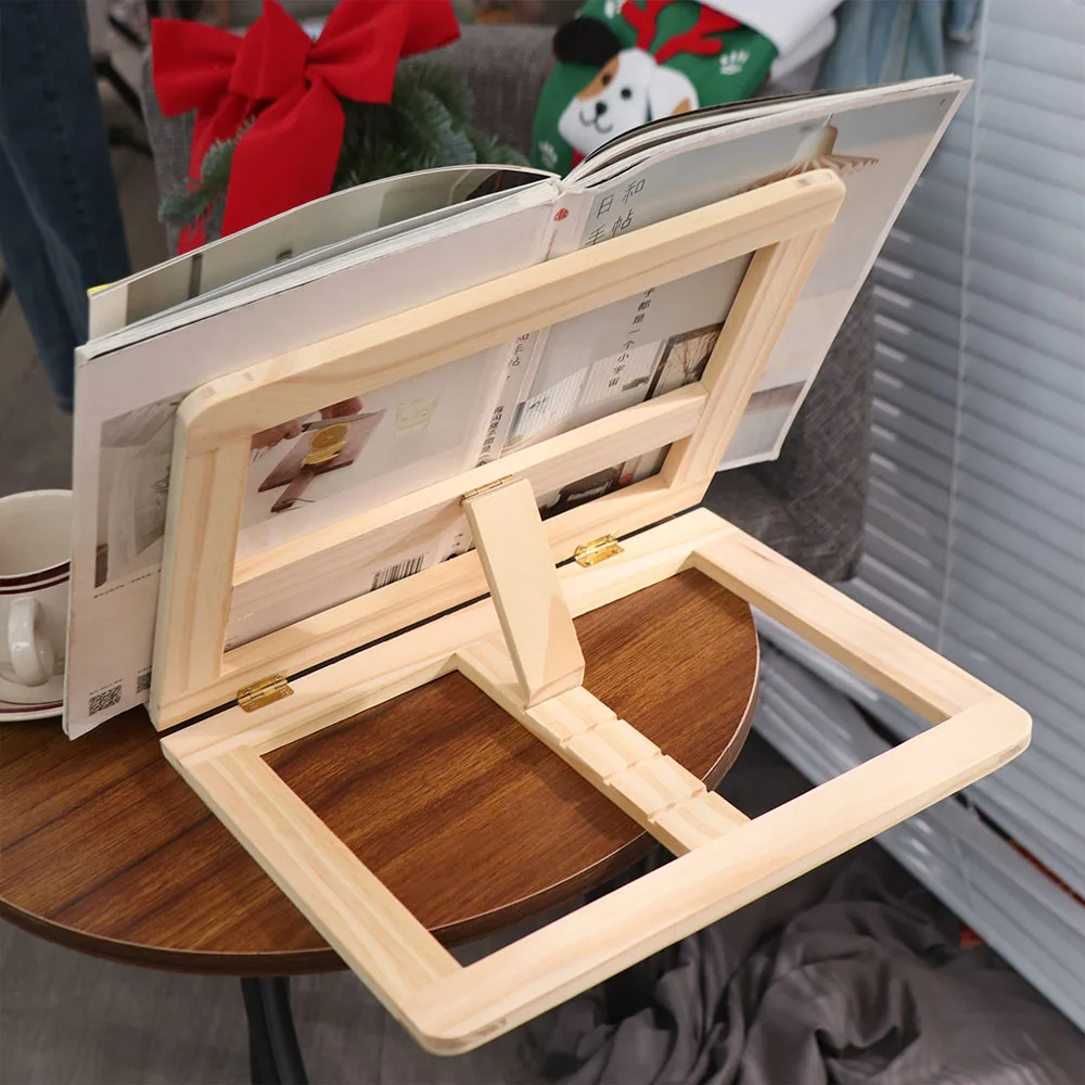 노트북 스탠드 조절 가능한 나무 북엔드 스탠드 튼튼하고 실용적인 책꽂이 휴대용 레시피 요리책 홀더 가정용 침실용