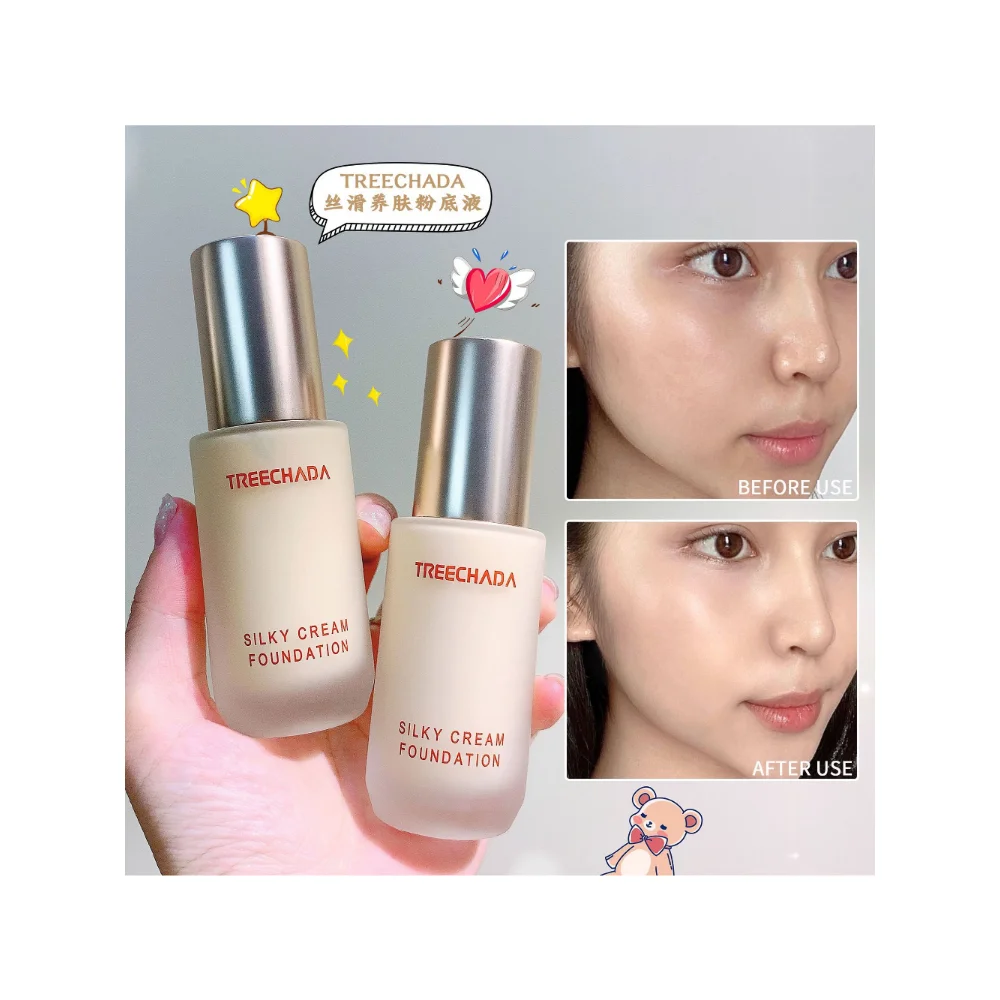 

TREECHADA New Silky Smooth Skin Care Foundation Concealer Clear Natural Hydration Brightening Waterproof Korrea Makeup Cosmetics