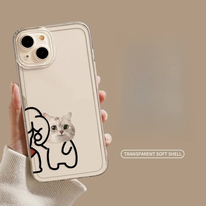 Muscle Dog and Shy Cat Couple Case for iPhone thumbnail 4