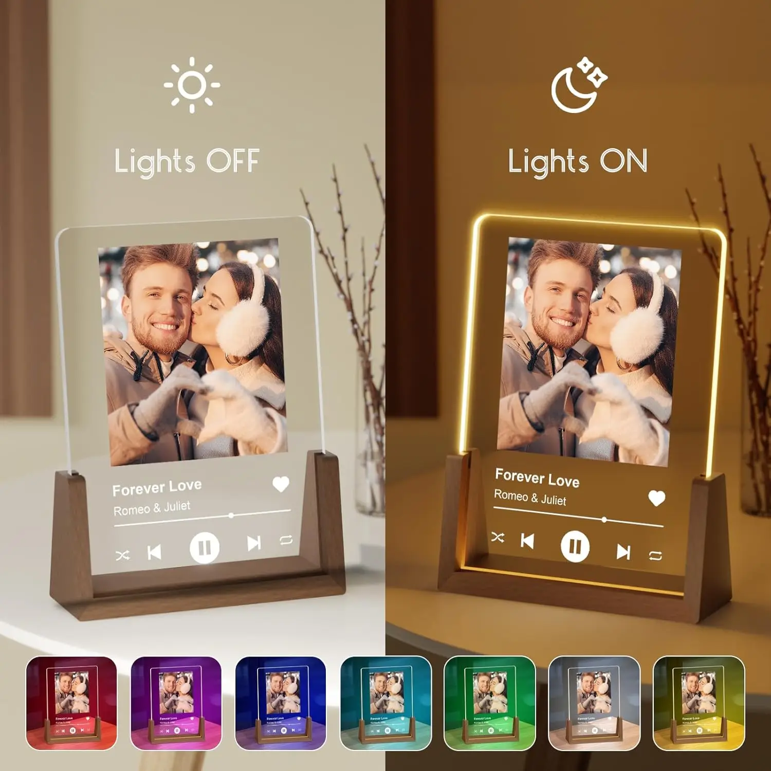 Personalized Photo Gifts for Couples Custom Spotify Plaque Picture Frame for Valentine's Day Anniversary Birthday Christmas Gift