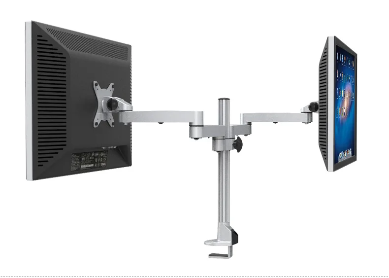 Aluminum Alloy Full Motion Dual Monitor Mount Holder StandCable Management Free Lifting Retractable Bracket