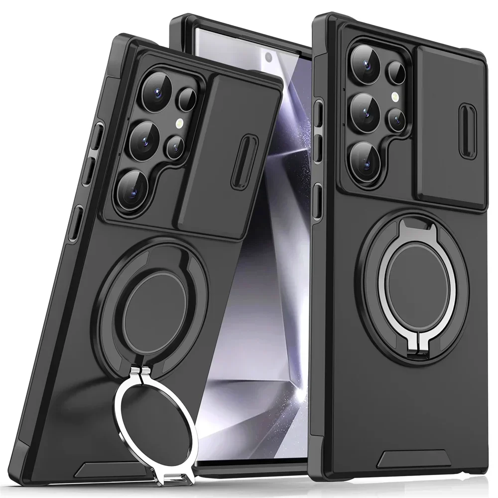 Sliding Camera Protection Anti-Shock Armored Bracket Phone Cover